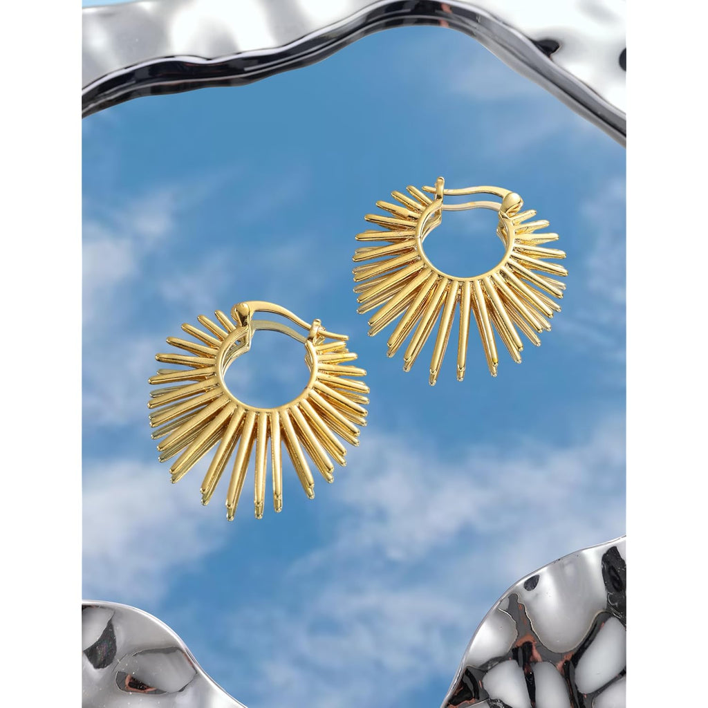 Statement Gold Earrings for Women - 18K Real Gold Plated Trendy Hoop Earrings Non Tarnish Hypoallergenic Gold Jewelry for Womens Fashion Big Earings for Woman