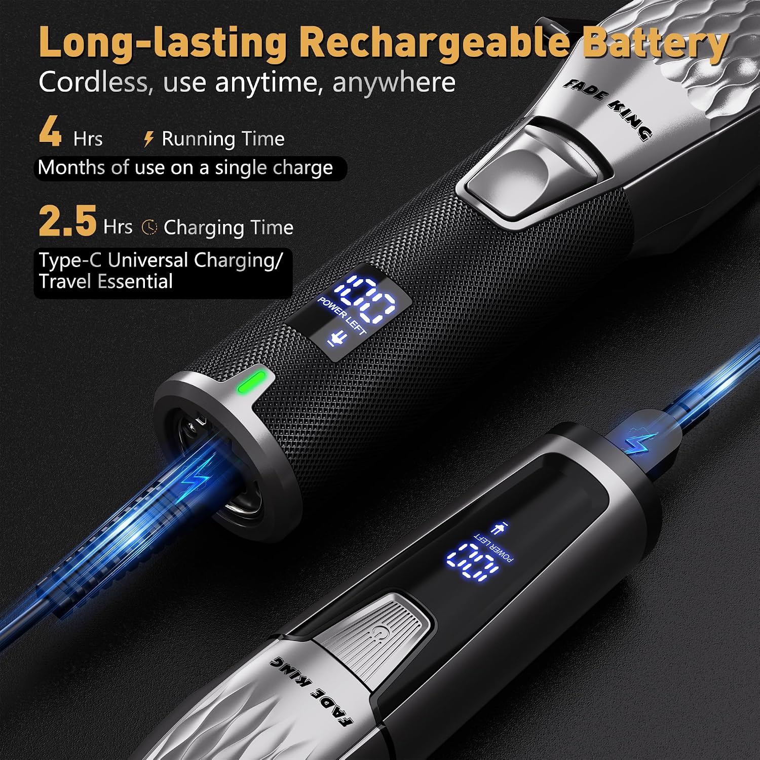Fadeking® Professional Hair Clippers For Men, Cordless Beard Trimmer Kit For Hair Cutting & Grooming, Zero-Gap Barber Clippers Set, Ideal Mens Grooming Gift For Father’S Day/Birthday