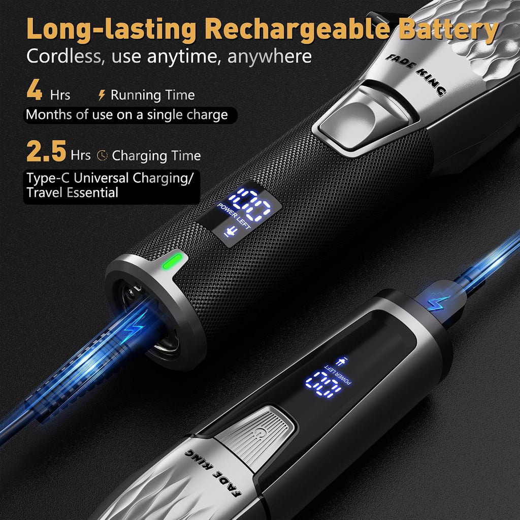 Fadeking® Professional Hair Clippers For Men, Cordless Beard Trimmer Kit For Hair Cutting & Grooming, Zero-Gap Barber Clippers Set, Ideal Mens Grooming Gift For Father’S Day/Birthday