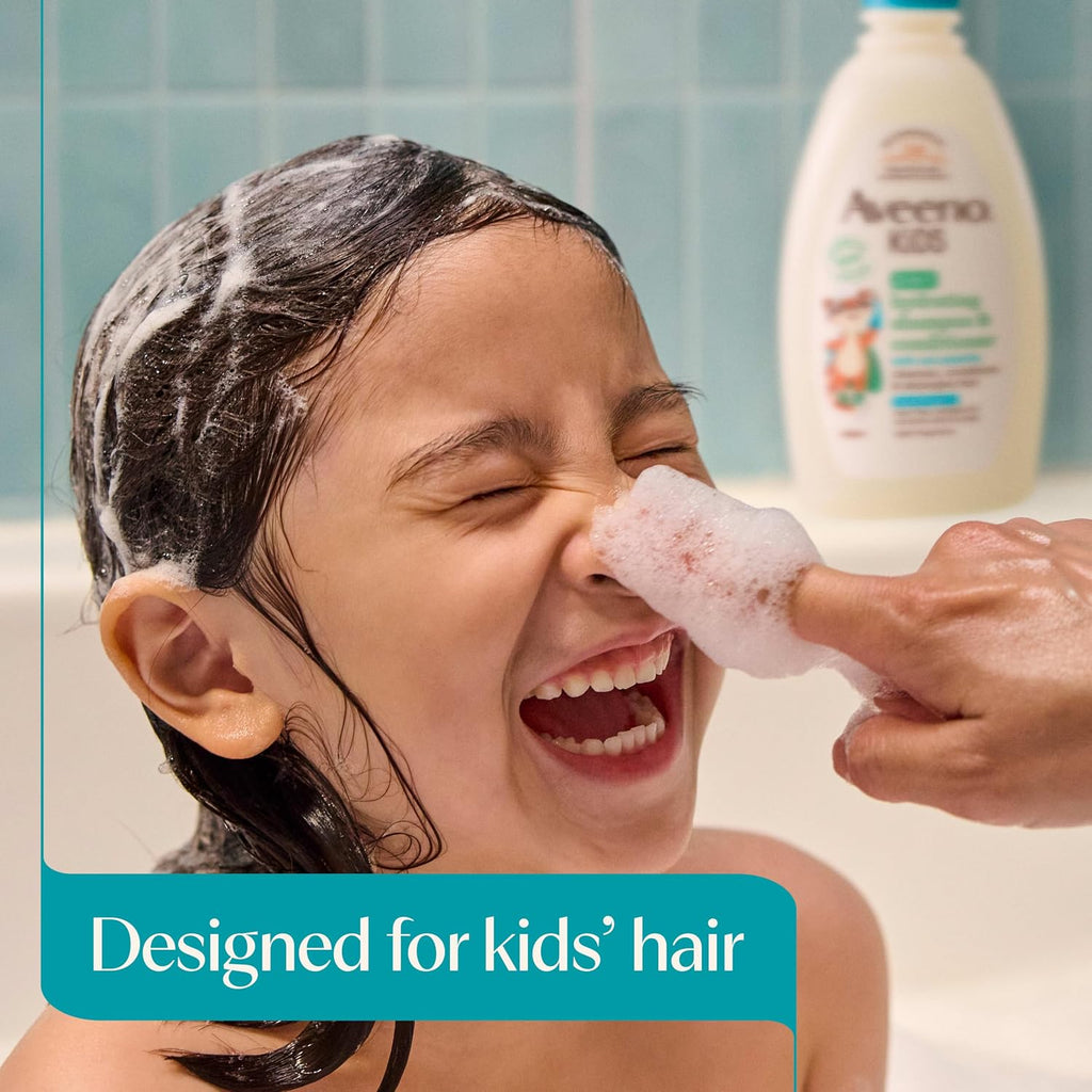 Aveeno Kids Shampoo & Conditioner, Formulated With Oat Extract To Gently Cleanse, Condition & Detangle Kids Hair, For Sensitive Skin And Scalp, Hypoallergenic, 12 Fl Oz