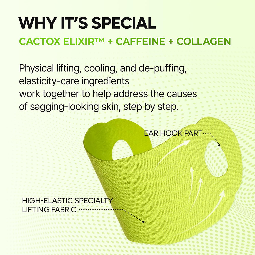 Dr.Melaxin Cactox V-Lifting Mewing Band – Cactox + Caffeine + Collagen Double Chin Lifting Band For Sagging Jawline & Facial Puffiness | 115.49% Jaw & Chin Lifting Improvement | Korean V-Line Lifting