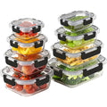 8 Pack Borosilicate Glass Food Storage Containers with Lids, Glass Meal Prep Containers, Airtight Bento Lunch Boxes with Snap Locks, Oven, Freezer and Dishwasher Safe, BPA Free, Kitchen Storage Set