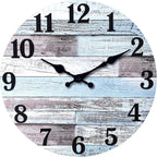 Xnm Blue Wood Wall Clocks Battery Operated 12 Inch | Farmhouse Wall Clocks For Living Room Bedroom Kitchen Office Decor Analog Rustic Wall Clock Silent (Mdf No Solid Wood)