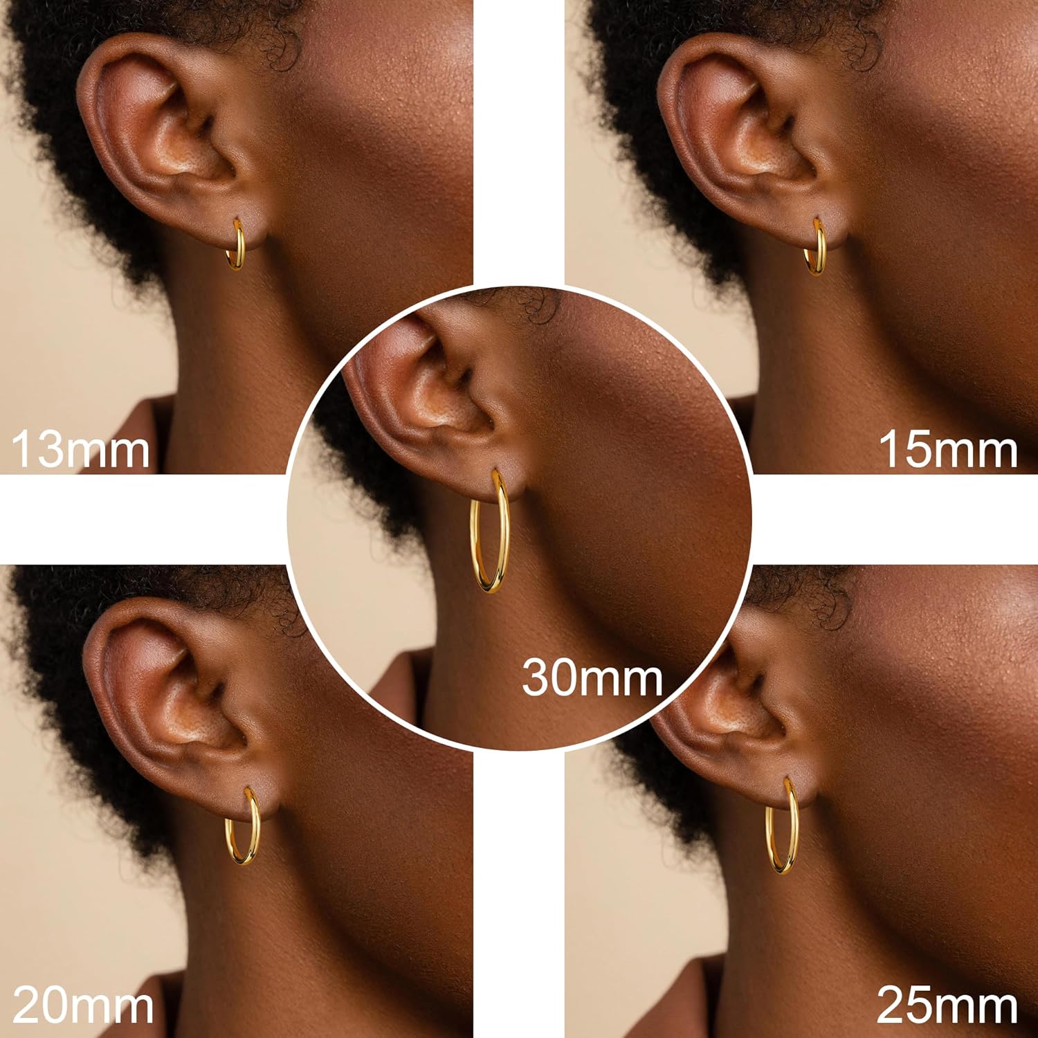 M MOOHAM Gold Plated Hoop Earrings for Women - Hypoallergenic 14K Gold Plated Hoops Earrings Set for Sensitive Ears Earring Stack for Women Trendy Jewelry Gifts Lightweight 13-60mm