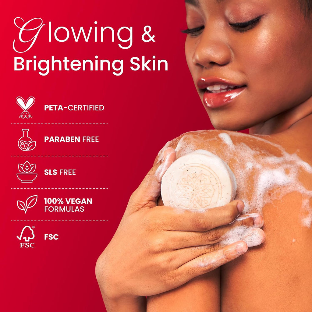 Koji White Kojic Acid Bump Eraser Body Scrub Soap For Exfoliation Butt, Elbow, Underarm With Glutathione, Coenzyme Q10, Skin Brightening For Fade Dark Spots, Fine Lines And Wrinkles, 2.82 Oz (2 Bars)