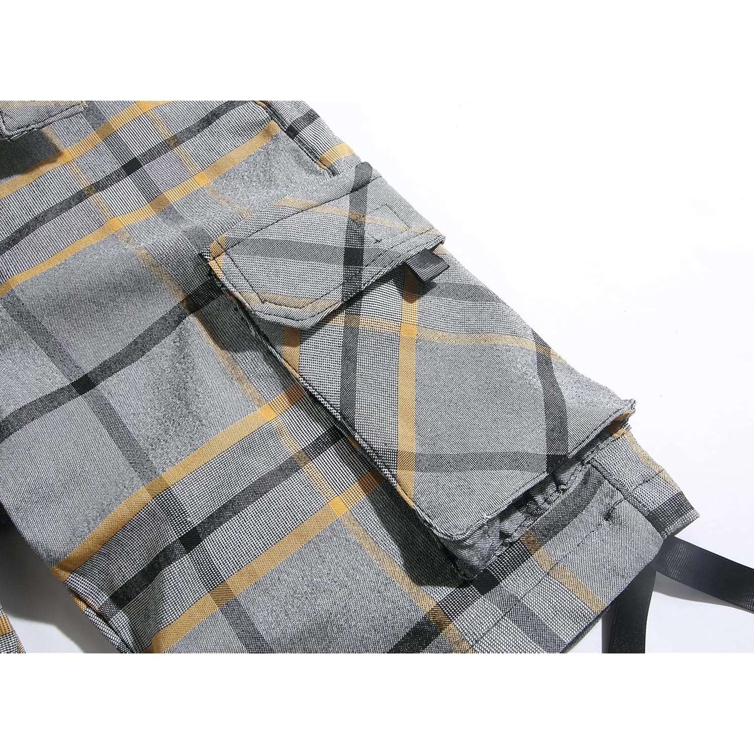 Novocct Cargo Short For Men 10" Inseam Relaxed Fit Plaid Outdoor Hiking Work Stretch Cotton Casual Shorts With Multi-Pocket