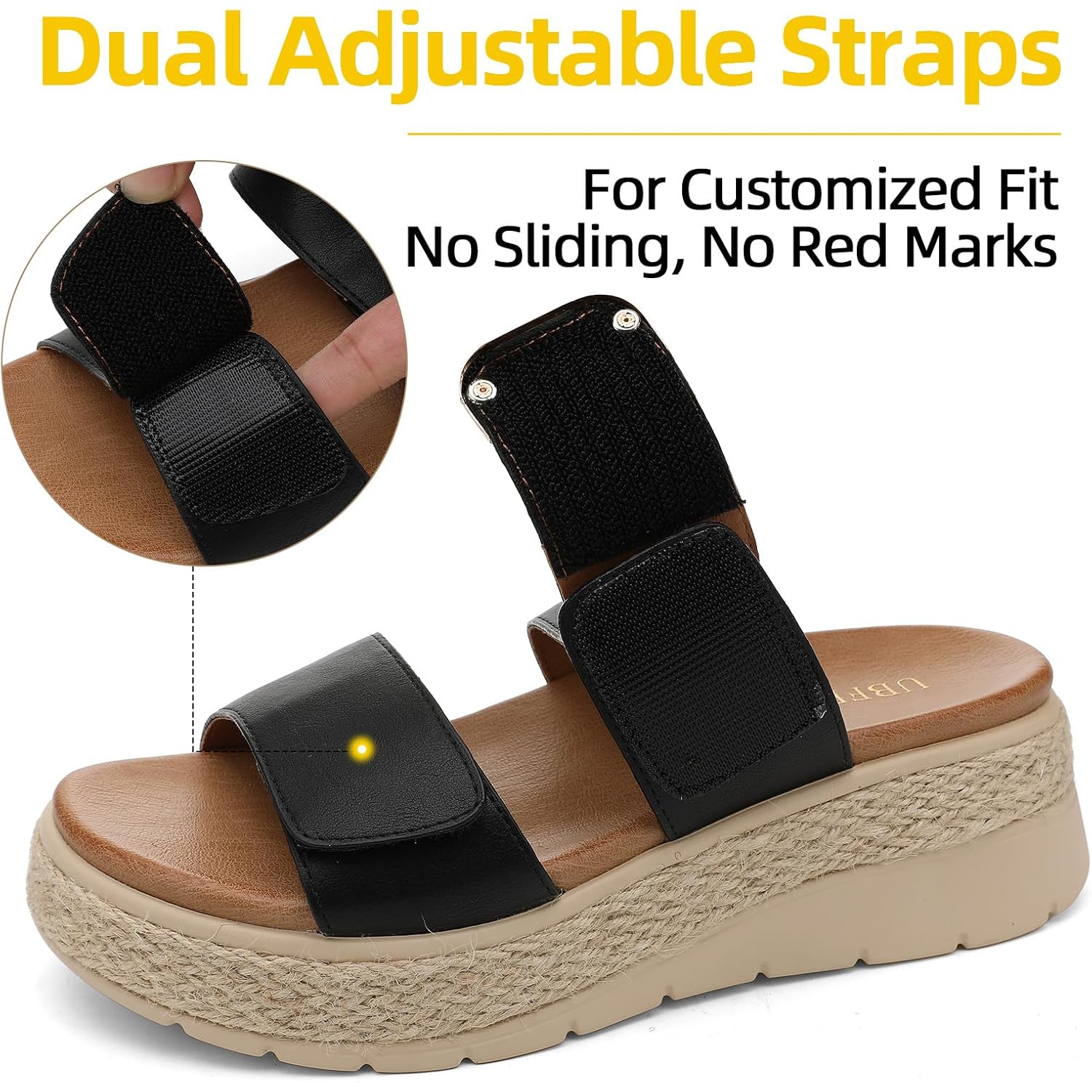 Ubfen Womens Platform Wedge Sandals Orthopedic Arch Support | Espadrille Slides, Comfortable Cushioned, Dressy For Summer Walking, Beach Vacation