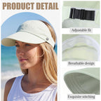 2 Pack Women Sun Hat UV Protection Hiking Fishing Hats Wide Brim Hat Adjustable Ponytail Packable Cap for Outdoor Khaki, Mint Green