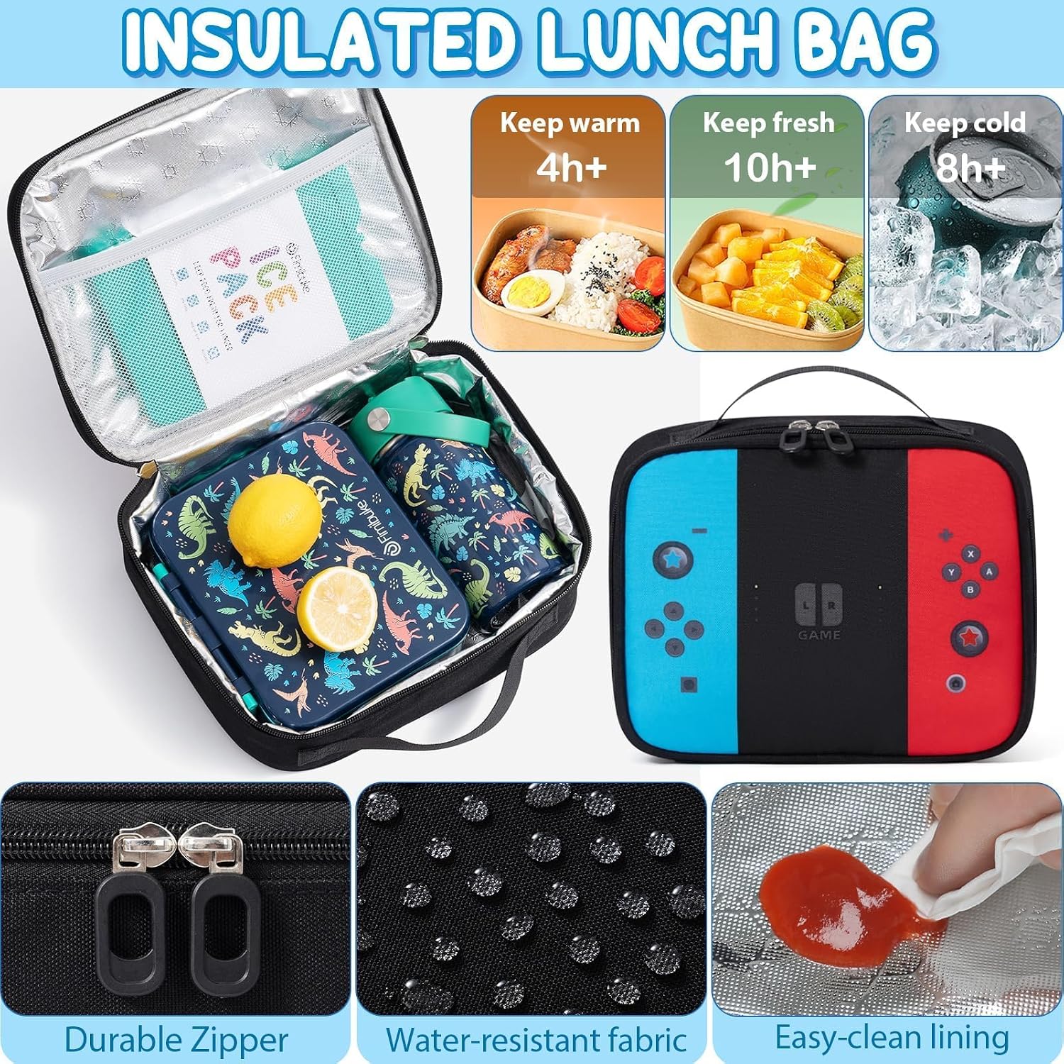 Fimibuke Kids Backpack For School Boys, 3 Pcs Gamer Backpack With Lunch Box | W/ Pencil Case, Gaming Bookbag For Teen Boys Kid Children Student Kindergarten Elementary Middle High School Travel Backpacks