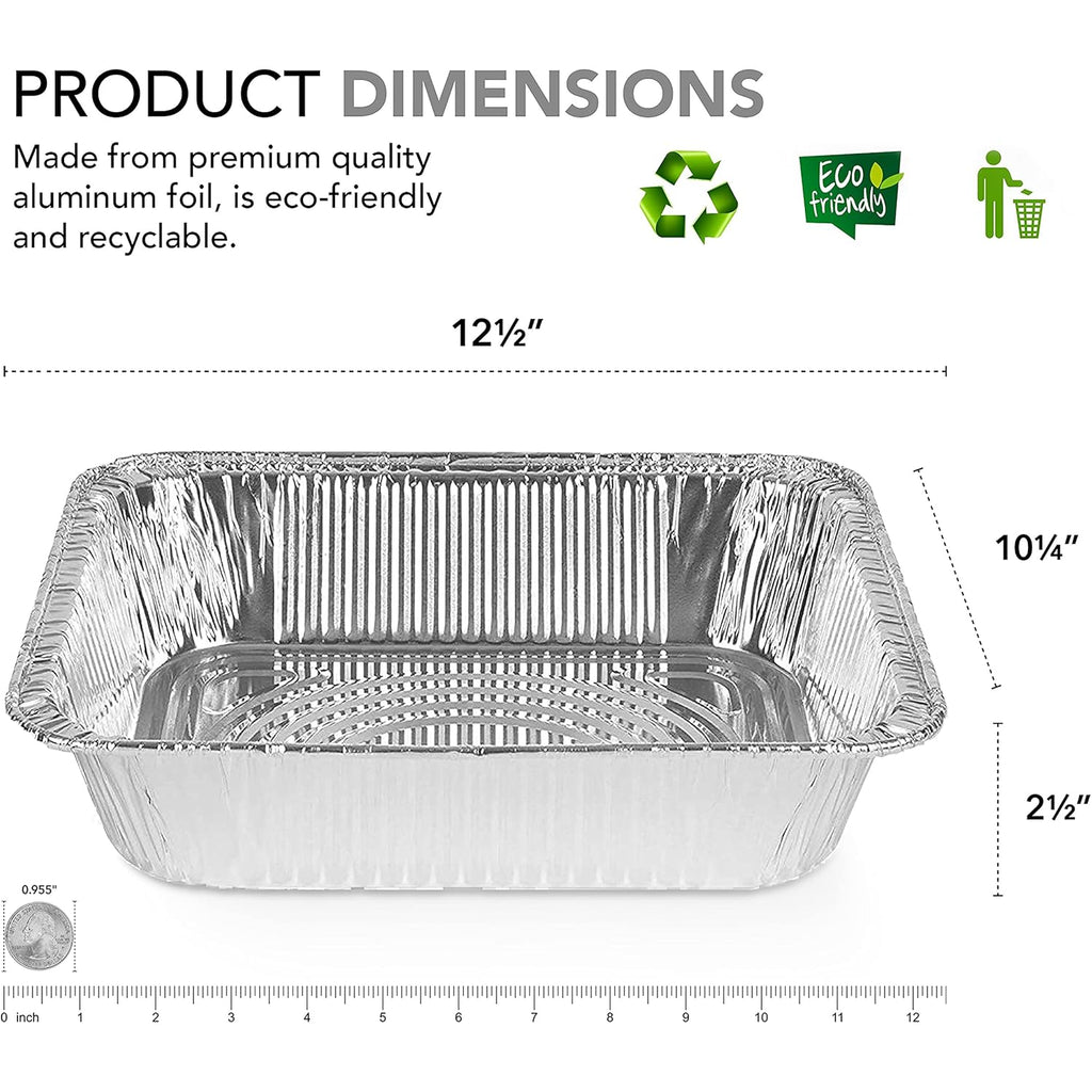 Stock Your Home Aluminum Pans 9x13 Disposable Foil Pans (30 Pack) - Half Size Steam Table Deep Trays - Tin Foil Pans Great for Cooking, Heating, Storing, Prepping Food