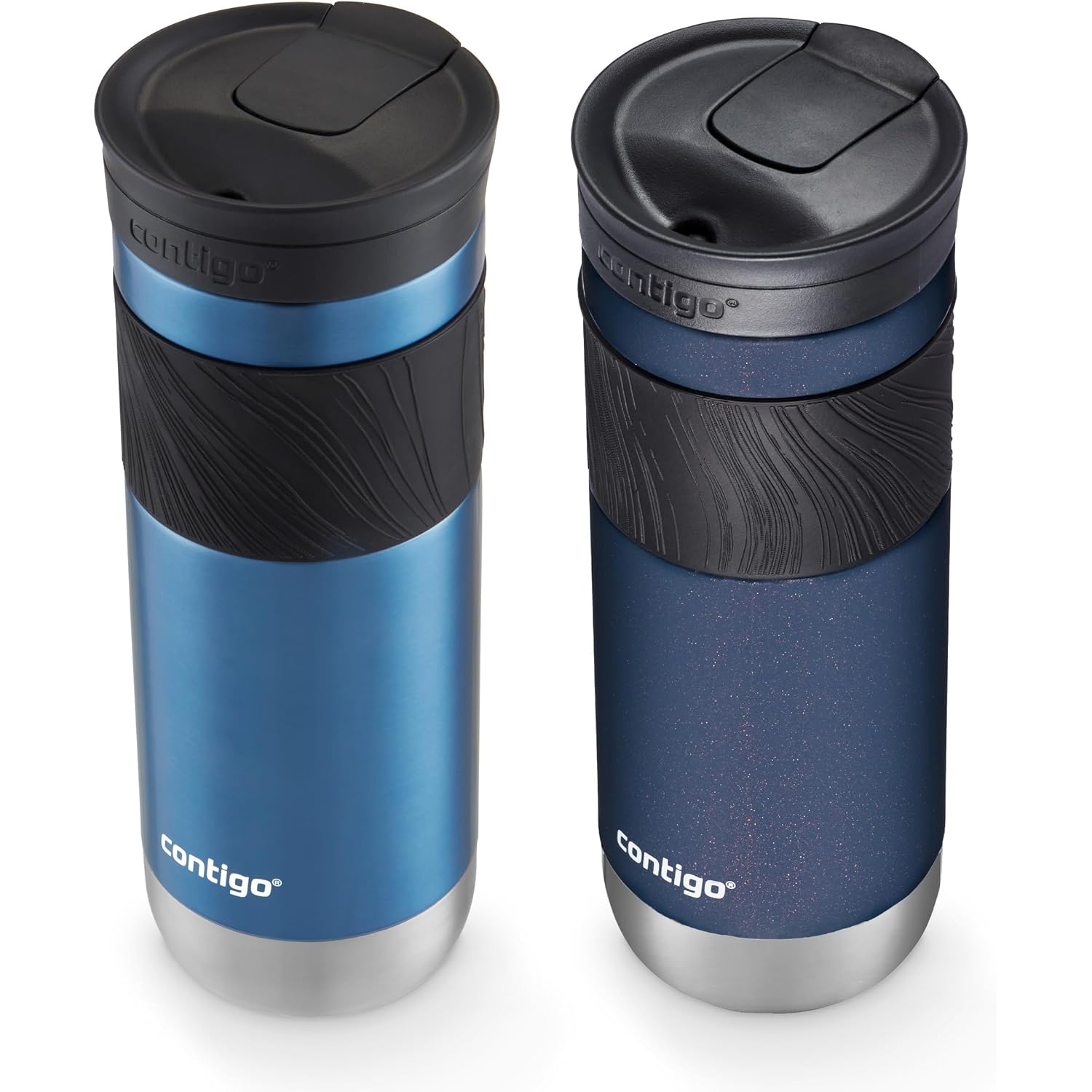 Contigo Snapseal Insulated Stainless Steel Travel Mug With Grip 20Oz. Blue Corn Transparent Satin & Midnight Berry