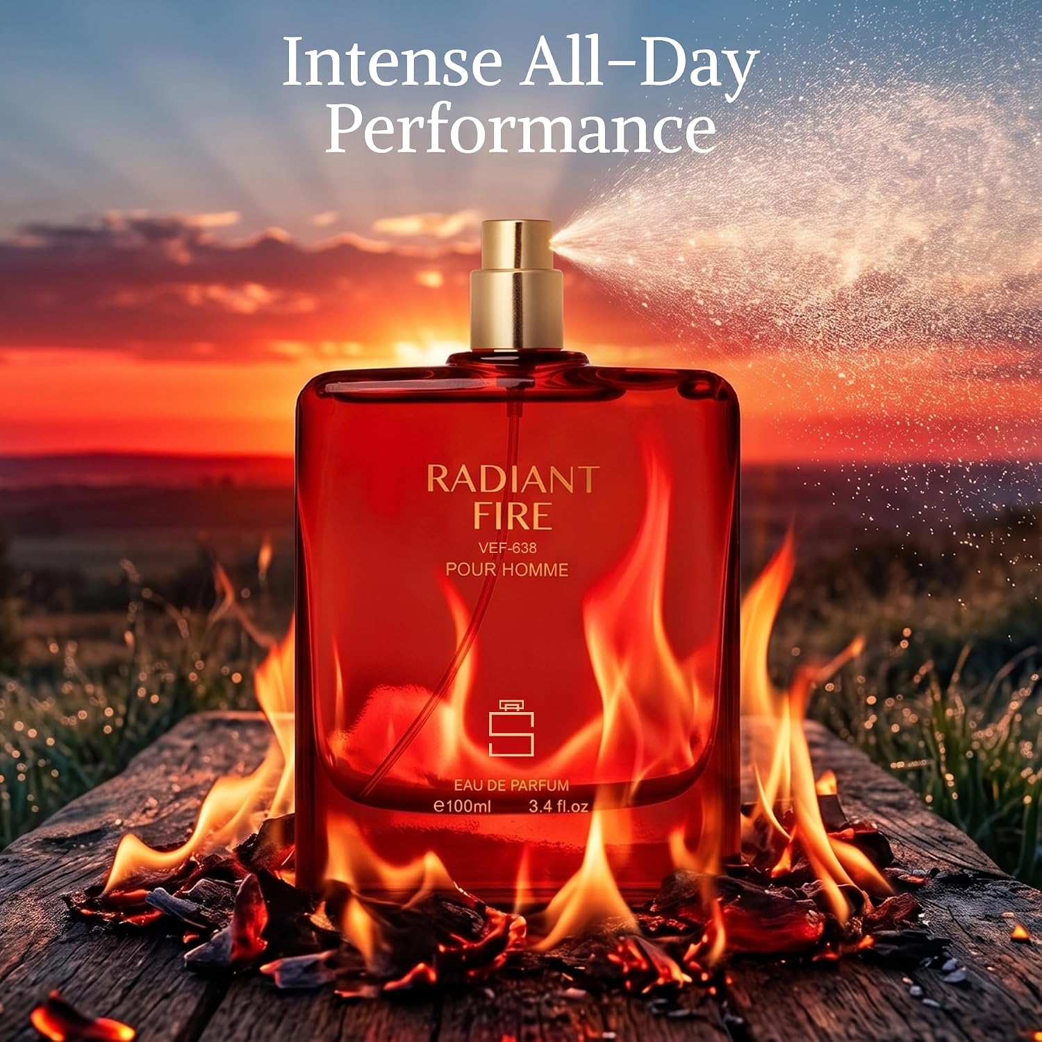 Radiant Fire For Men Inspired By Vers. Eros Flame, Spicy Cologne, 3.4 Oz | Notes Of Lemon, Mandarin, Pepper, Rosemary, Vanilla, Tonka. Warm Spicy Scent For Evening Wear. Long Lasting Edp. 100Ml