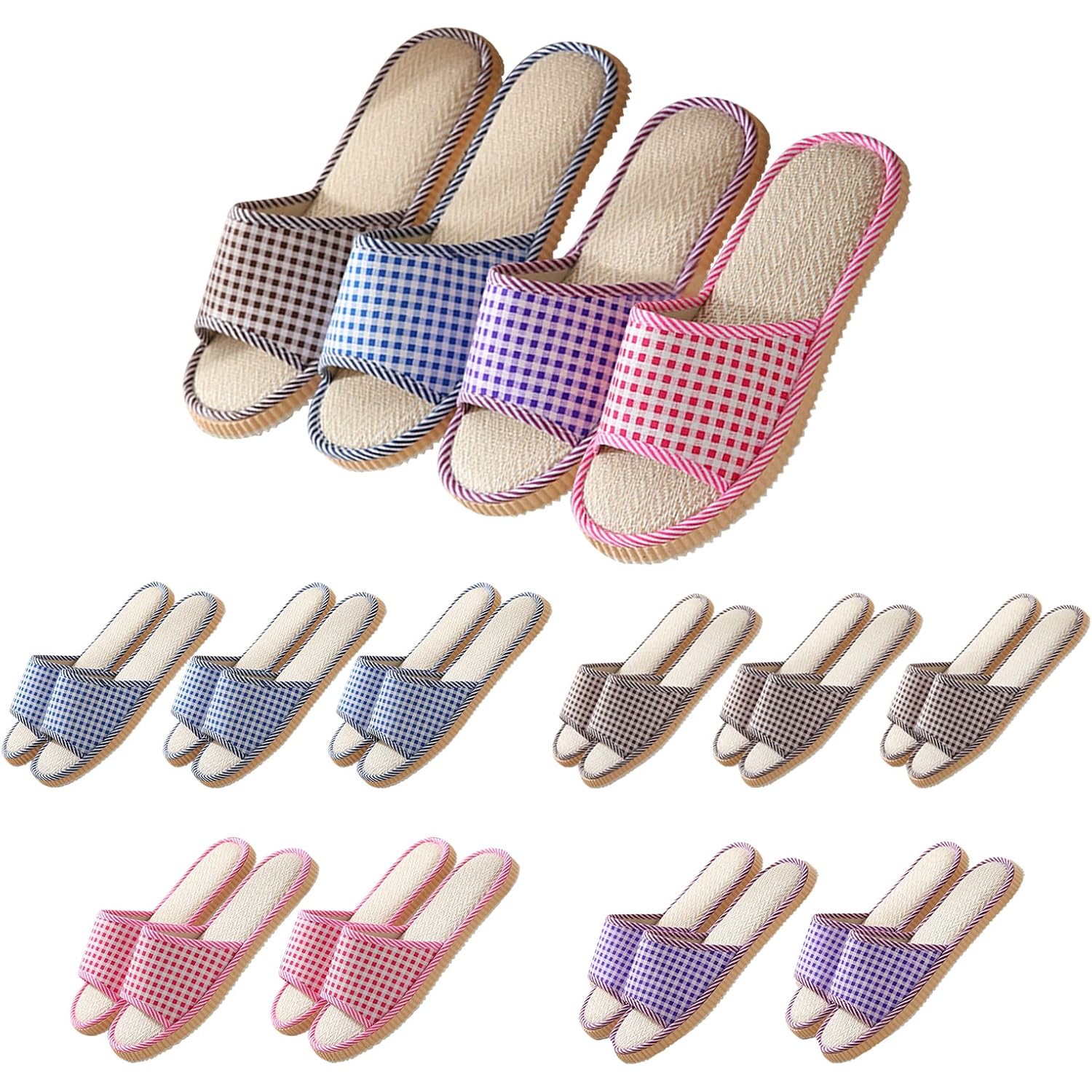 10 Pairs Washable House Slippers for Guests,Disposable Slippers for Guests,Breathable Open Toe Indoor Slipper,Spa Slipper for Guests,Home,Bedroom,Hotel,Travel,Unisex Universal Size(6 Large Size+4
