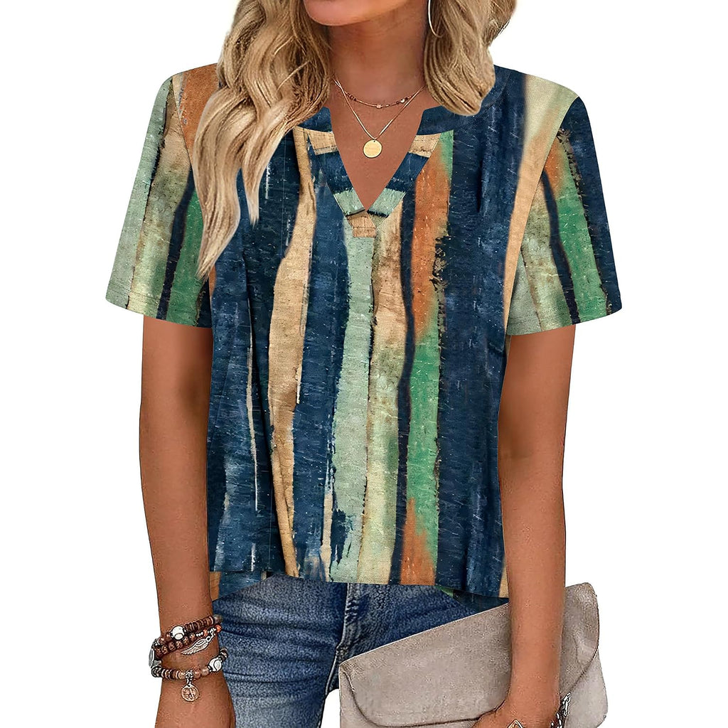 Zeagoo Womens Tops Short Sleeve V Neck Tee Shirts Cute Dressy Casual Clothing Business Work Blouse Multicolor-cx289