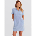 Anrabess Womens Summer Shirt Dresses | Lightweight Breathable, Short Sleeve Button Polo Collar T-Shirt Dress, Daily Beach Work Outfits, Spring Fall Clothes