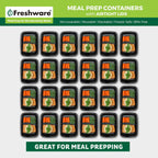 Freshware Meal Prep Containers [50 Pack] 1 Compartment With Lids, Food Storage Containers, Bento Box, Bpa Free, Stackable, Microwave/Dishwasher/Freezer Safe (24 Oz)