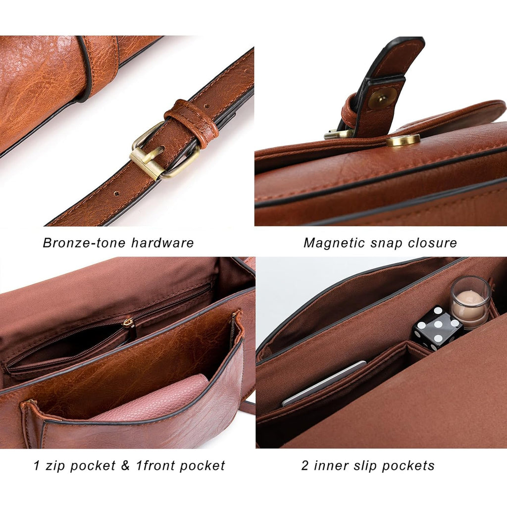 AFKOMST Crossbody Bags for Women,Small Saddle Purse and Boho Cross Body Handbags,Vegan Leather