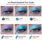 Tintark Galactic Assemble Eyeshadow Palette, 14 Solar System Shimmer Shades, 3D Planet Design, Wet Pressed Metallic Powder, Talc Free Vegan Galaxy Makeup Gift For Women Teens