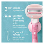 Gillette Venus ComfortGlide Razor for Women, White Tea Scented Gel Bars, Includes 1 Reusable Razor Handle + 2 3-Bladed Razor Refills, Women's Razor with Built-in Shave Gel Bars