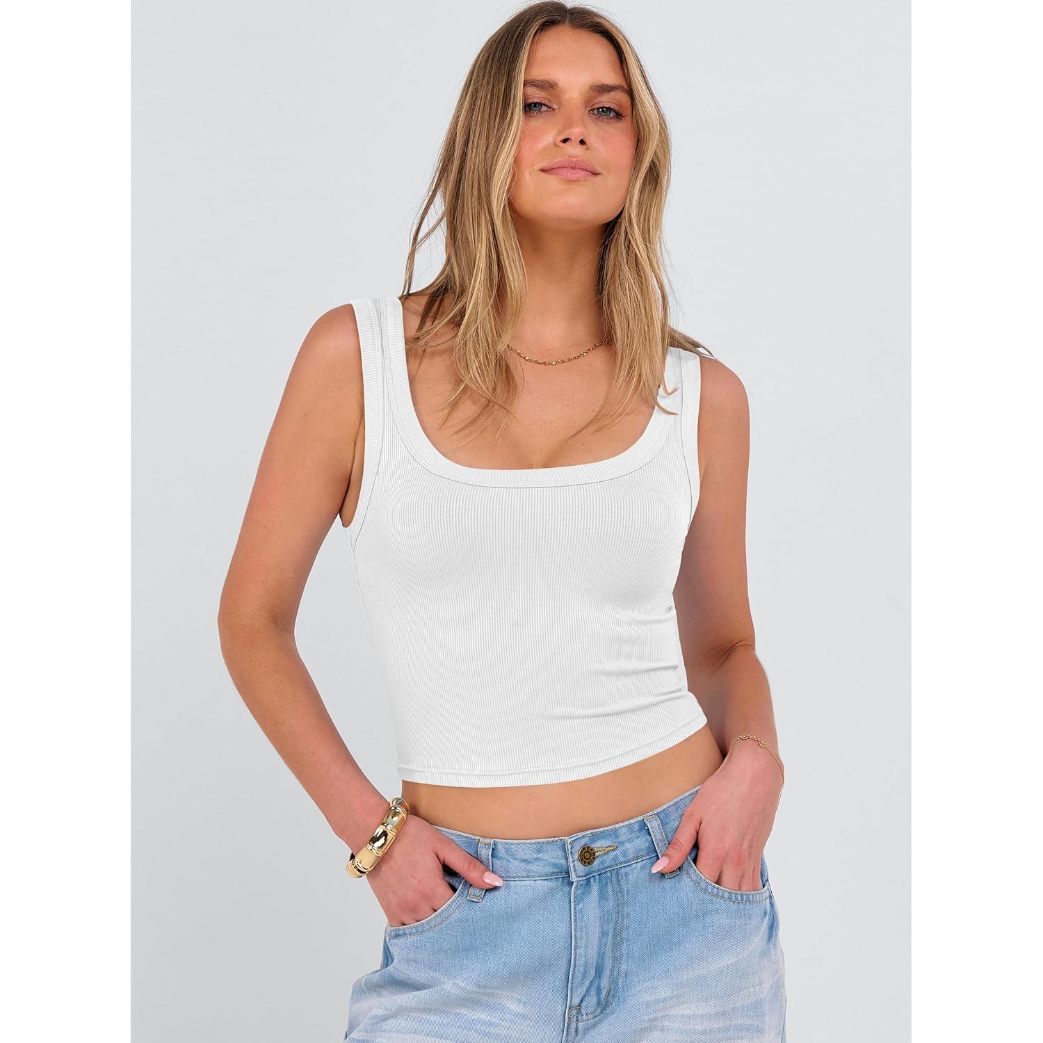 Anrabess Womens Crop Tank Tops, Soft Breathable Ribbed Slim Fit, Comfy For Basic,Casual,Going Out&Daily Wear