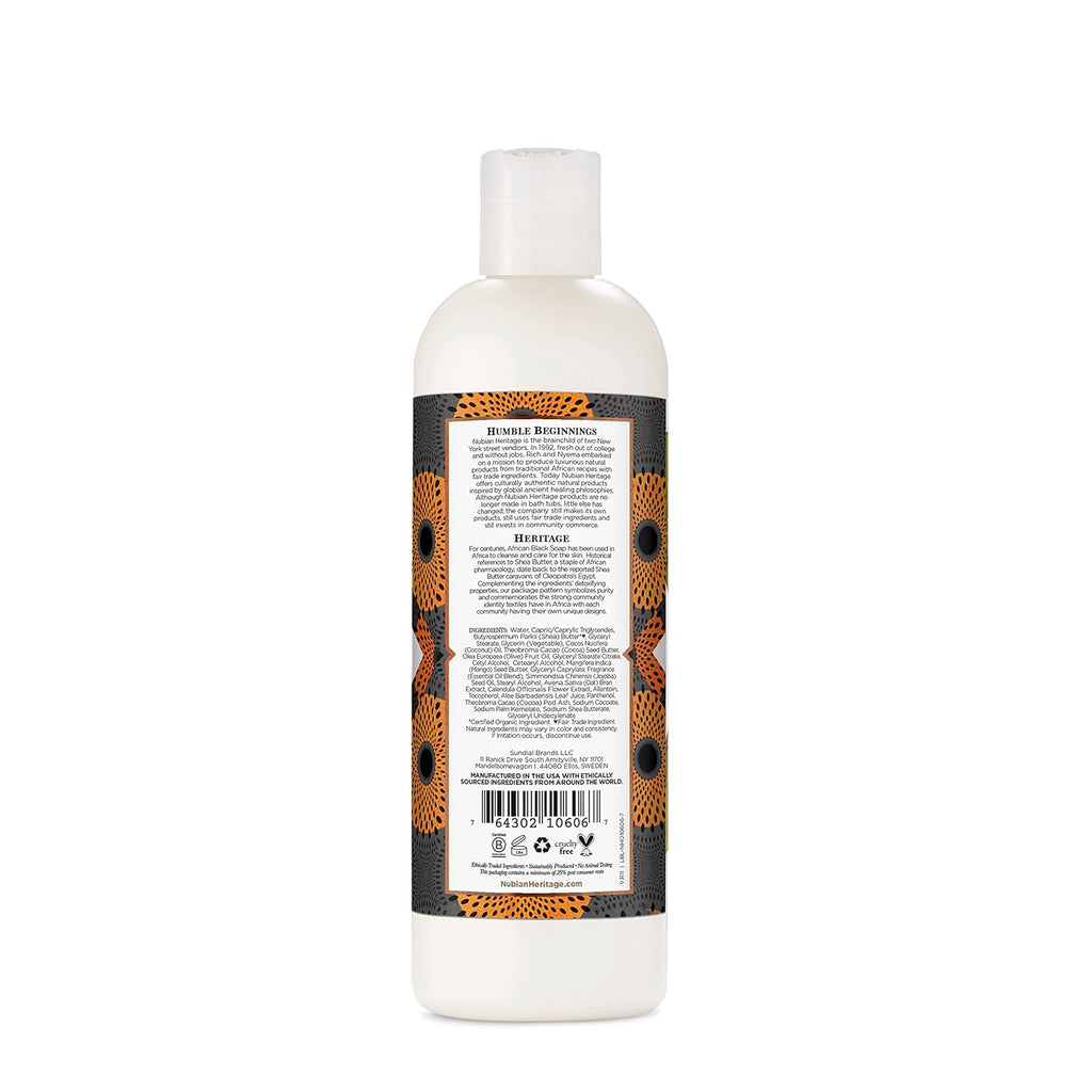 Nubian Heritage Body Lotion African Black Soap For Dry Skin Paraben Free Body Moisturizer, 13 Oz