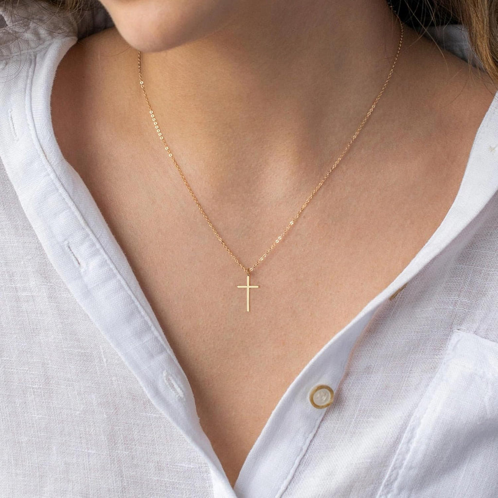 MONOZO Gold Cross Necklace for Women Girls, 14K Gold Plated Layered Cross Necklace Tiny Sideway Choker CZ Necklaces for Women Trendy Christian Baptism Religious Faith Jewelry Gifts