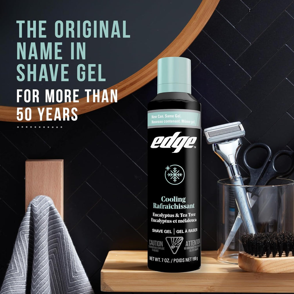 Edge Shave Gel for Men, Cooling Eucalyptus & Tea Tree, 7oz (3 Pack) - Shaving Gel For Men That Moisturizes, Protects and Soothes To Help Reduce Skin Irritation (Packaging May Vary)