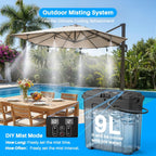 Portable Misting System, Outdoor Water Misters For Outside Patio Umbrella Cooling With Rechargeable Water Pump (Consecutive 8Hrs), 9L Bucket, 26Ft Hose, For Tailgating, Camping, Canopy, Sport