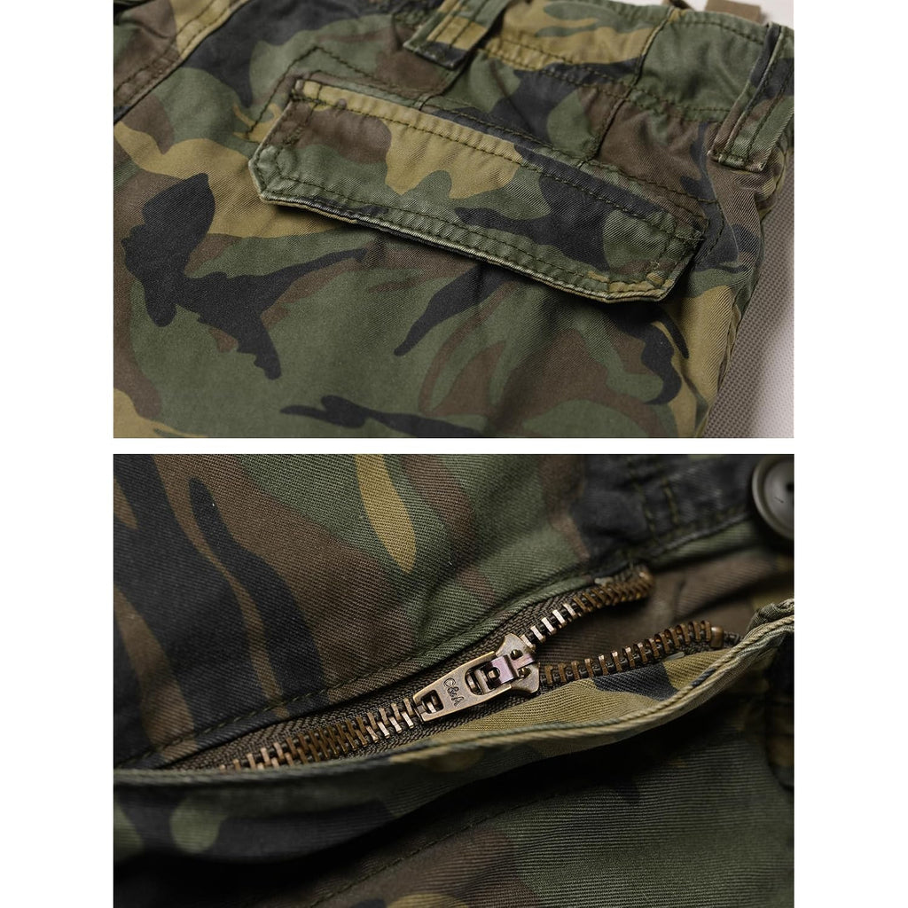 Camo Cargo Shorts For Men Cotton Casual Wild Outdoor Work Relaxed Fit Shorts With Multi-Pocket