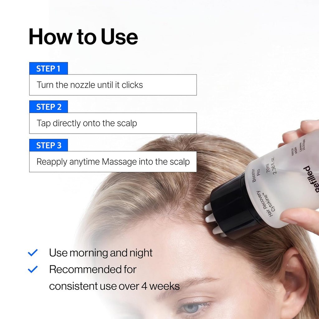 Refilled Cadpr Booster Plus Balancing Hair Growth Serum For Sensitive Scalp | Hair Density & Lightweight Moisture Scalp Care, Thin & Weak Hair, Non-Greasy With Built-In Scalp Massager