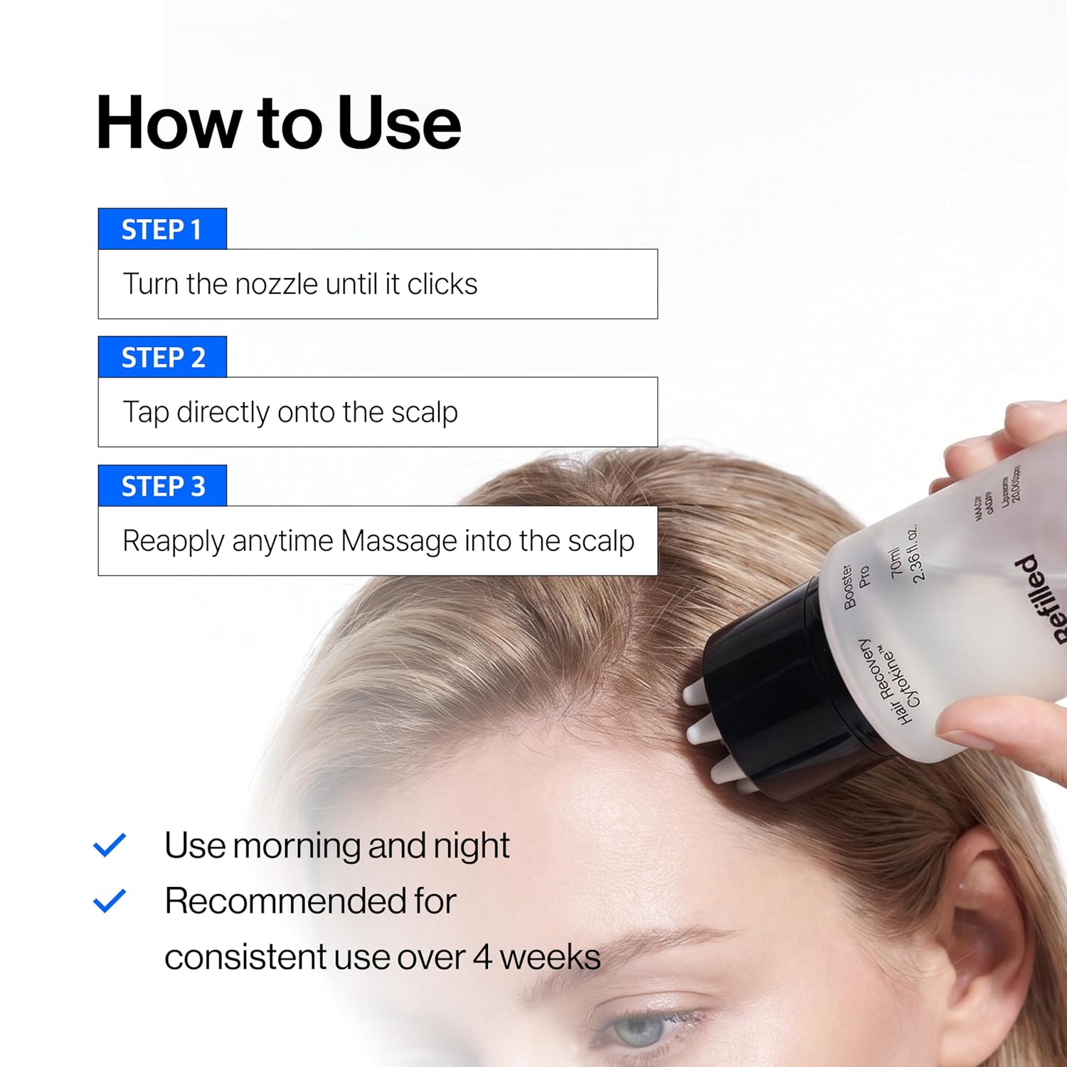 Refilled Cadpr Booster Plus Balancing Hair Growth Serum For Sensitive Scalp | Hair Density & Lightweight Moisture Scalp Care, Thin & Weak Hair, Non-Greasy With Built-In Scalp Massager