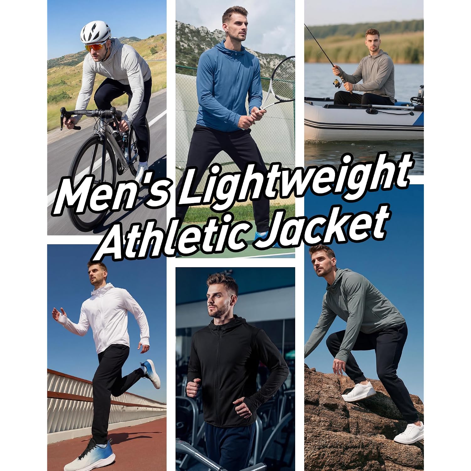 Men'S Upf 50+ Sun Protection Outdoor Lightweight Full Zip Hoodie Jacket Long Sleeve Fishing Hiking Performance Shirt