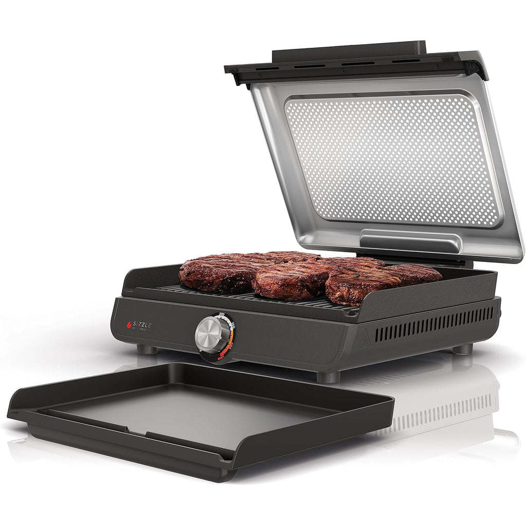 Ninja Griddle and Indoor Grill, 14’’, Electric Grill, For Steak, Burgers, Salmon, Veggies, and More, Pancake Griddle, Nonstick, Dishwasher Safe, 500F, Even Cooking, Silver, GR101
