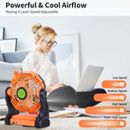 Portable Fan Rechargeable Battery Powered Fan,20000Mah Cordless Battery Operated Camping Fans With Led Light & Hook,Usb Personal Fans Outdoor Camping Essentials Beach Tent For Travel Reading