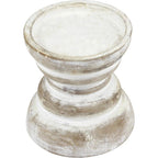 Stonebriar Antique White Wooden Pillar Candle Holder, Vintage Seaside Pillar Stand for Dining Table Centerpiece, Coffee Table, Mantel, Or Any Table Top, Small