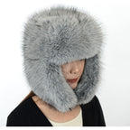 Faux Fur Russian Hat,Furry Warm Winter Trapper Hat with Earmuffs for Men and Women