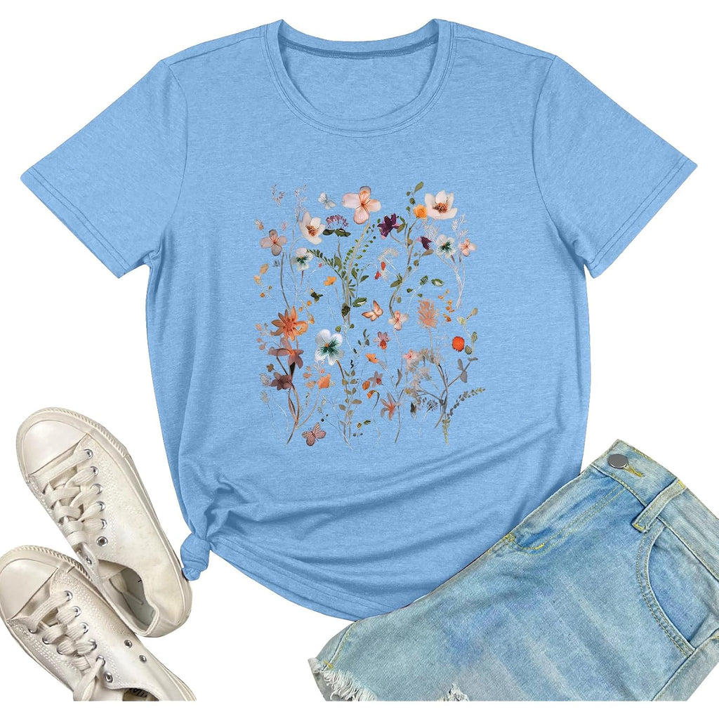 Women Graphic Tee Casual Floral T Shirts