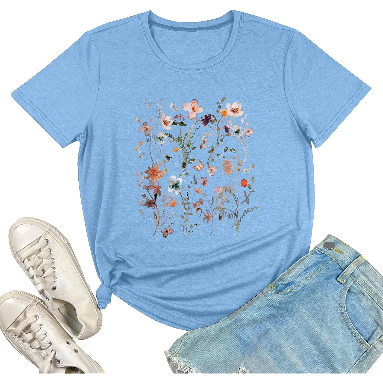 Women Graphic Tee Casual Floral T Shirts
