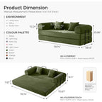 79" Convertible Sofa Bed With Fixed-Shape Frame & Removable Armrests, Modular Corduroy Sleeper Sofa, Folding Mattress Couch For Small Spaces - No Assembly Needed In Green (Includes 2 Pillows)