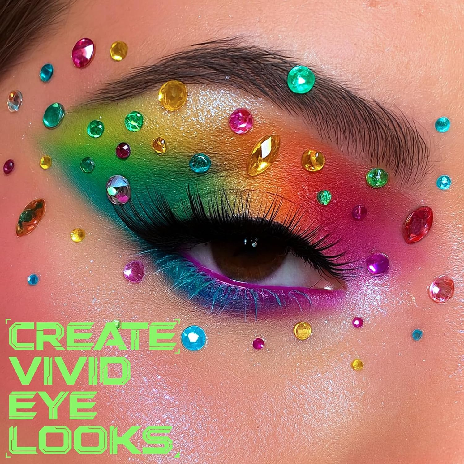 Ucanbe Bright Colorful Neon Rainbow Makeup Eyeshadow Palette 15 Shades Green Purple Yellow Make Up Pallets Kit Vibrant Shimmer Matte Pigmented Blendable - Fruit Punch