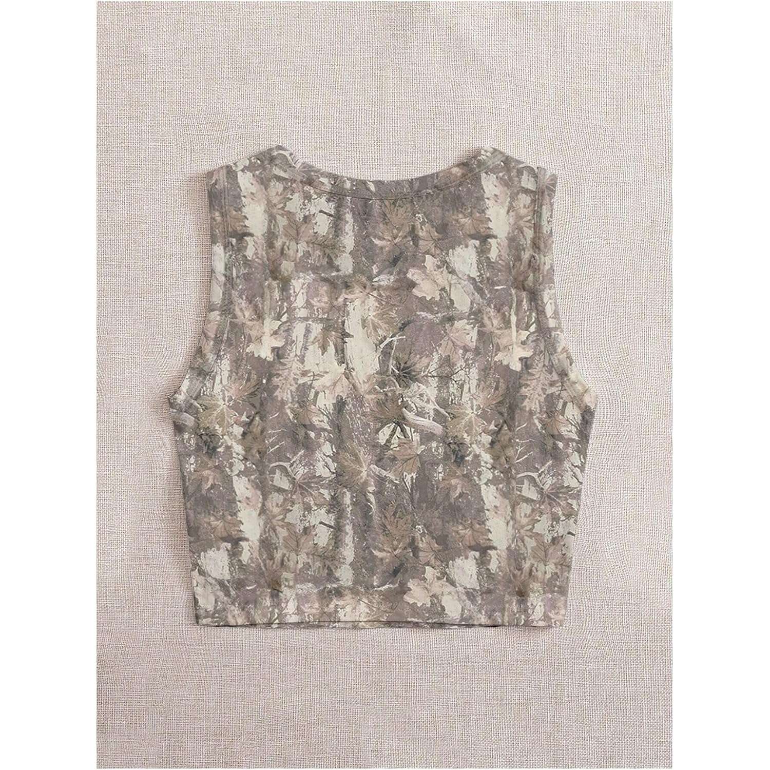 RoseSeek Women's Camo Graphic Tank Top Crewneck Sleeveless Fitted Crop Tops Summer Clothes