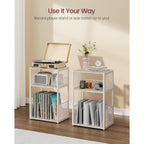 Vasagle Record Player Stand, 3-Tier Side Table, Vinyl Record Storage Up To 100 Albums, End Table For Living Room, Bedroom, Rustic White Ulet275W01