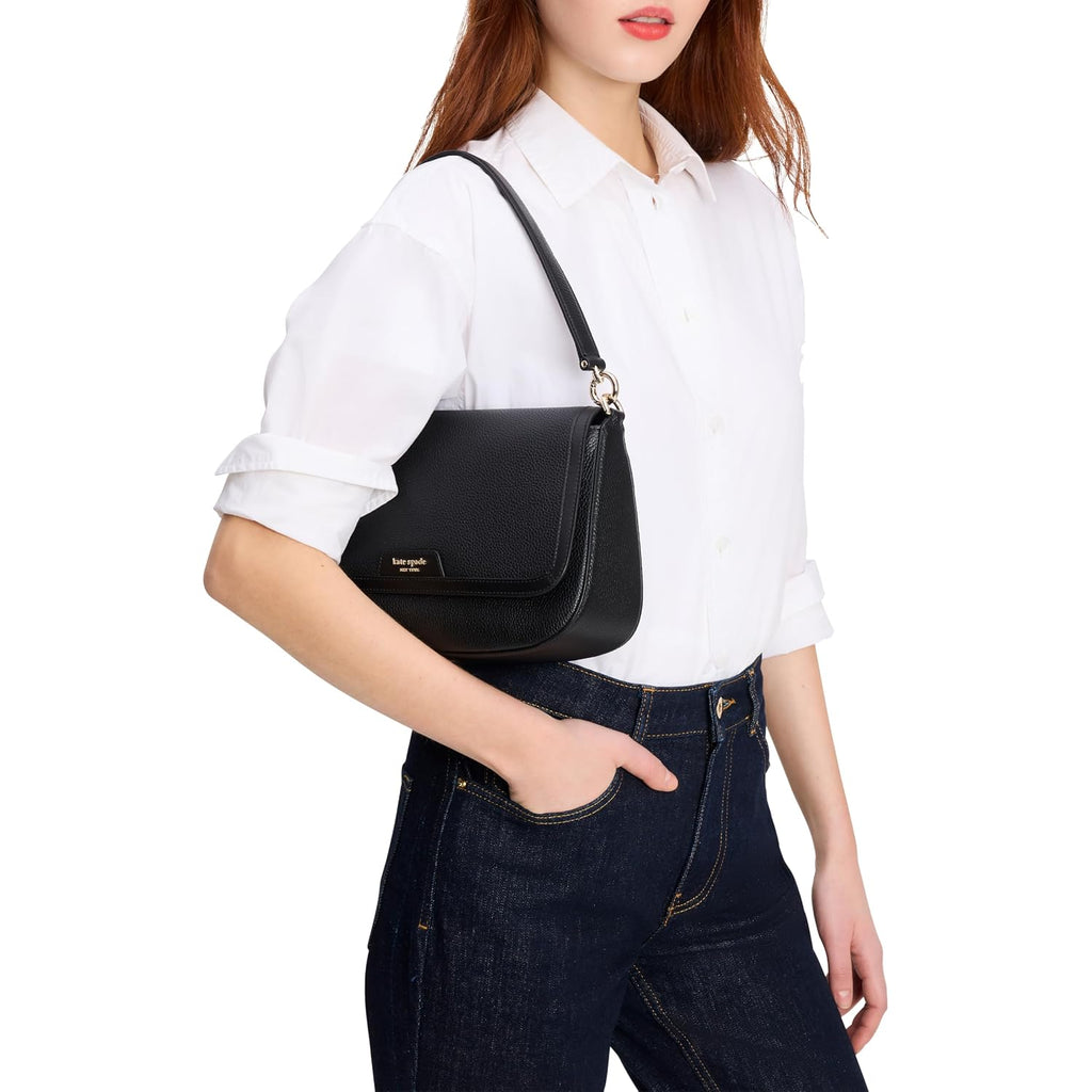Kate Spade New York Womens Hudson Pebbled Leather Flap Shoulder Bag