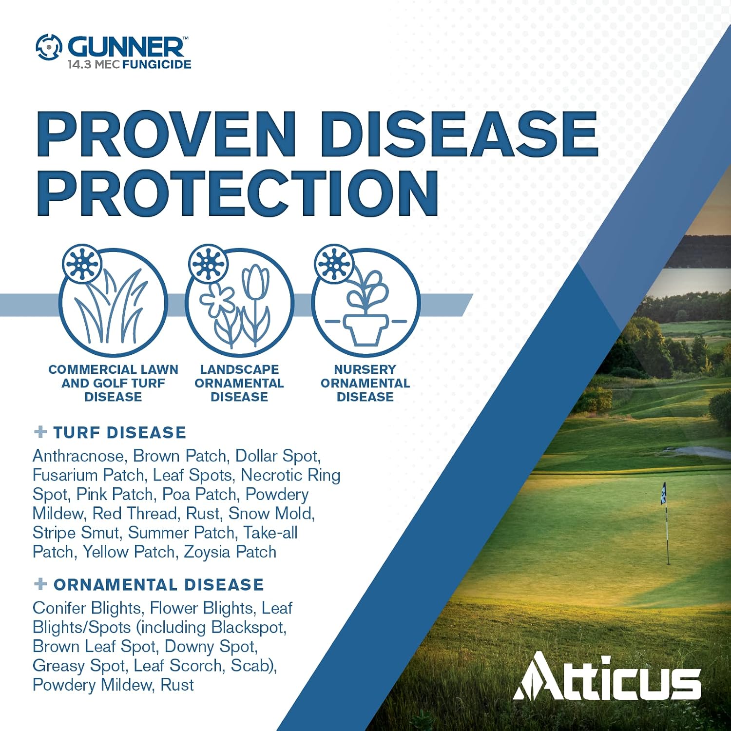 Atticus Gunner 14.3 Mec Propiconazole Fungicide (32Oz) - Protect Your Lawn | Plant And Lawn Fungus Control, Brown Patch, Dollar Spot, Blights, Powdery Mildew, Anthracnose, Botrytis, Rust, Patch And More