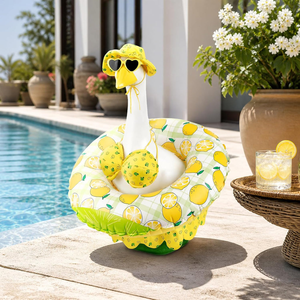 Porch Goose Summer Outfits 23 Inch - Hawaiian Bikini Lawn Goose Costume For Luau Party, Outdoor Garden Patio Yard Decor, Pool Party - Goose Clothes Durable Gift