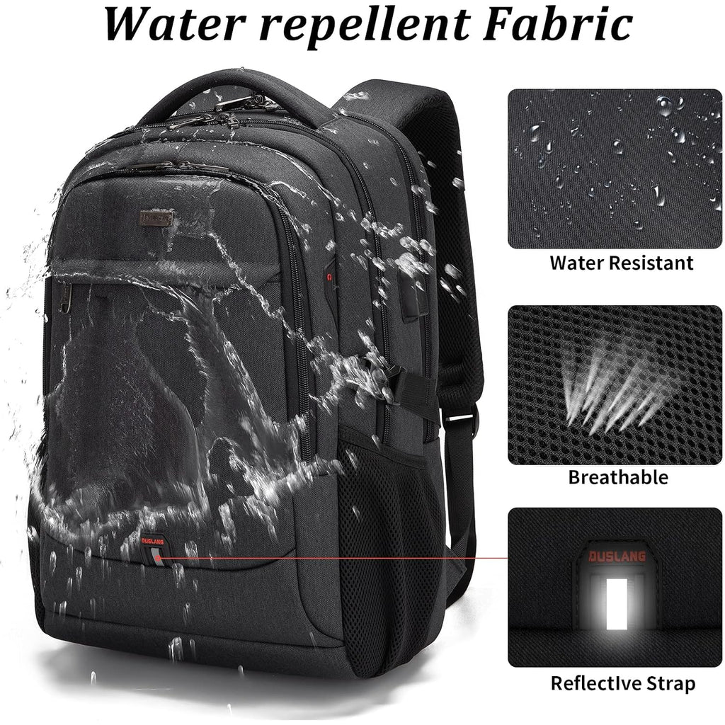 17 Inch Laptop Backpack For Travel Water Resistant College Backpack For Men/Women Laptop Bag With Usb Charging Port,Black
