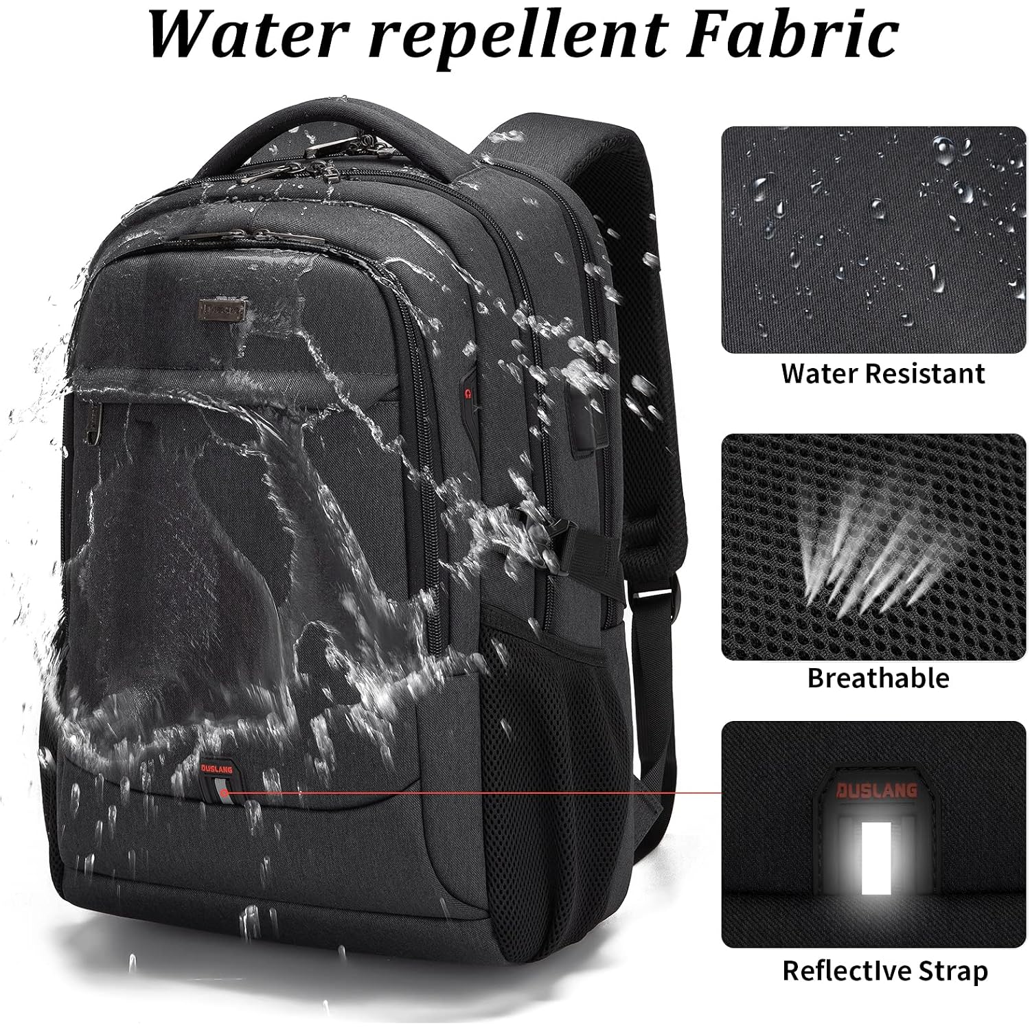 17 Inch Laptop Backpack For Travel Water Resistant College Backpack For Men/Women Laptop Bag With Usb Charging Port,Black