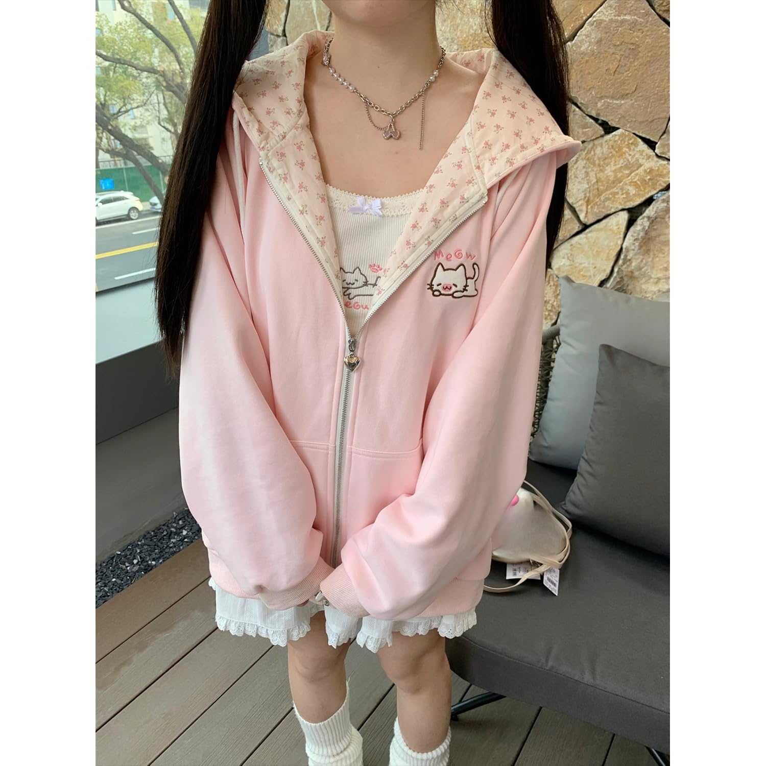 Y2K Zip Up Hoodie Jojifuku Cutecore Kawaii Hoodie Clothes Women Long Sleeves Tops Graphic Cutecore Shoujo Clothes