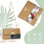Straw Clutch Purse for Women Designer Evening Handbag Summer Beach Shoulder Crossbody Bag | Straw, Purse, Designer, Evening, Summer, Beach