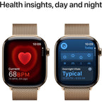 Apple Watch Series 10 [Gps + Cellular 46Mm Case] Smartwatch With Gold Titanium Case With Gold Milanese Loop - M/L. Fitness Tracker, Ecg App, Always-On Retina Display, Carbon Neutral